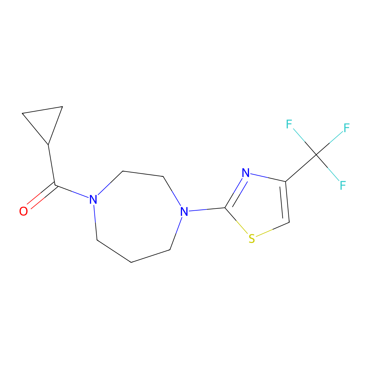 1-Cyclopropanecarbonyl-4-[4-(trifluoromethyl)-1,3-thiazol-2-yl]-1,4-diazepane molecular structure, CAS 2877632-99-8