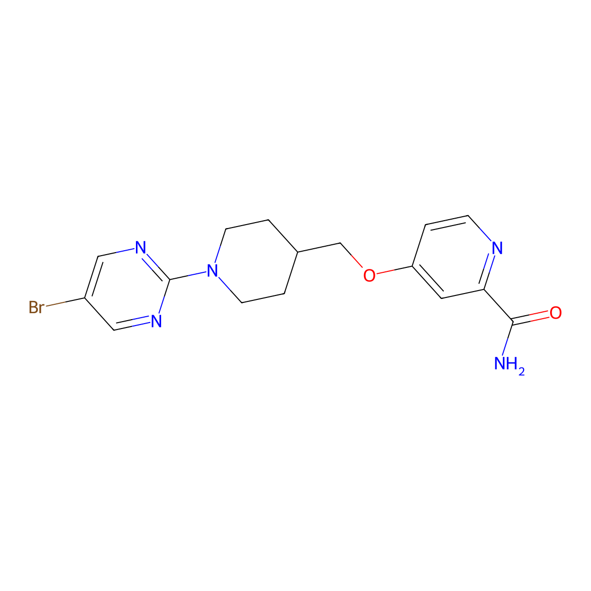 4-{[1-(5-Bromopyrimidin-2-yl)piperidin-4-yl]methoxy}pyridine-2-carboxamide molecular structure, CAS 2877633-04-8