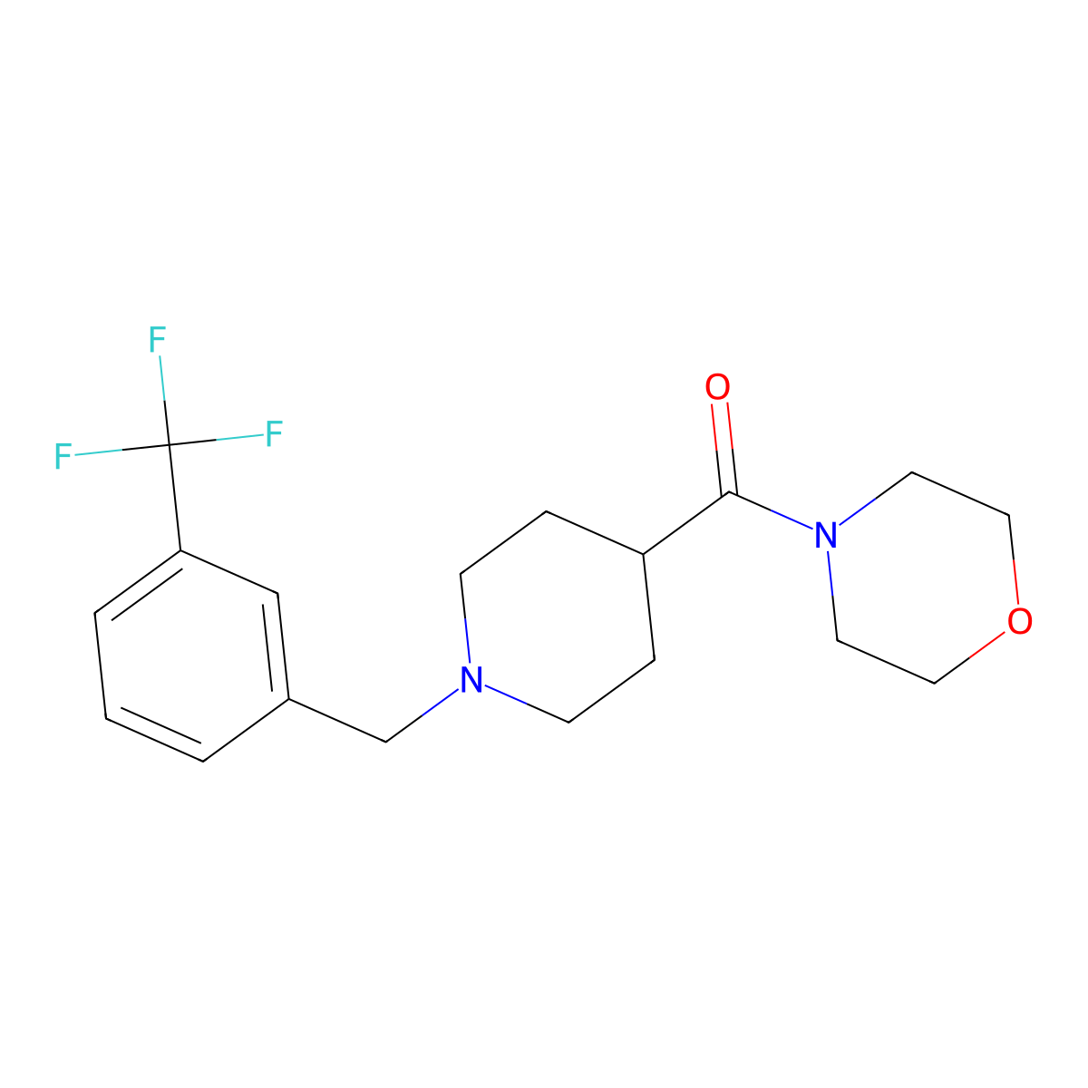 4-(1-{[3-(Trifluoromethyl)phenyl]methyl}piperidine-4-carbonyl)morpholine molecular structure, CAS 2877633-08-2