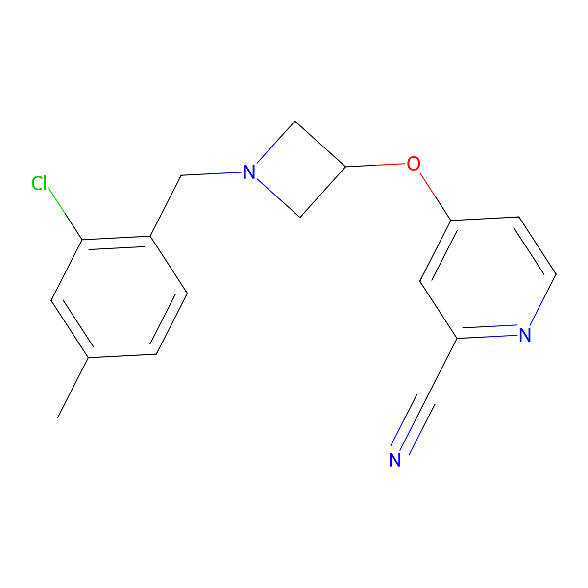 4-({1-[(2-Chloro-4-methylphenyl)methyl]azetidin-3-yl}oxy)pyridine-2-carbonitrile molecular structure, CAS 2877633-09-3