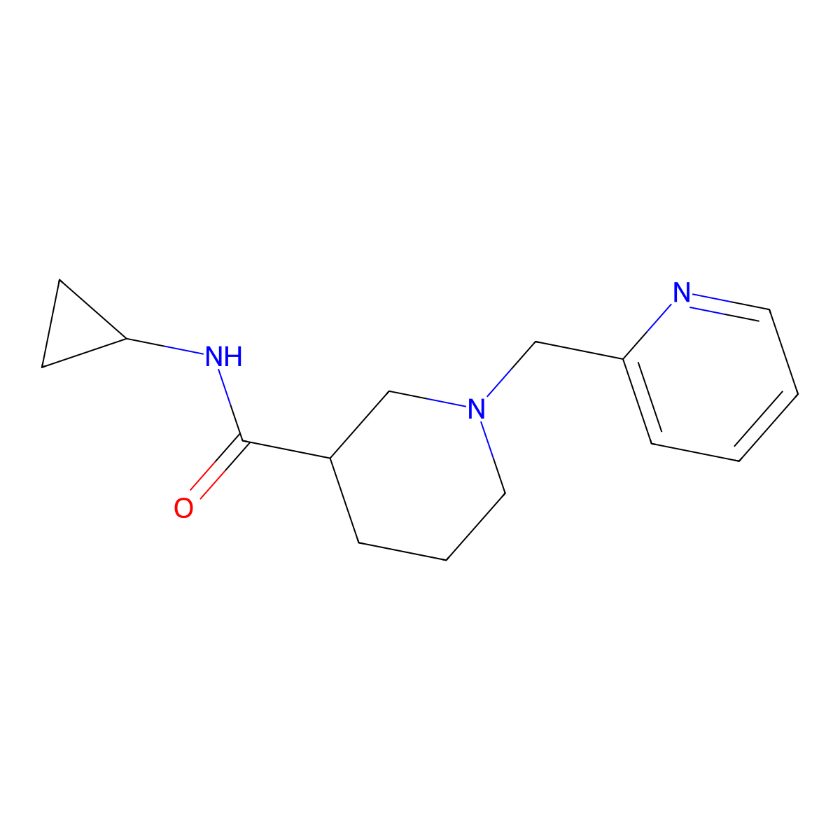 N-cyclopropyl-1-(pyridin-2-ylmethyl)piperidine-3-carboxamide molecular structure, CAS 2877633-10-6