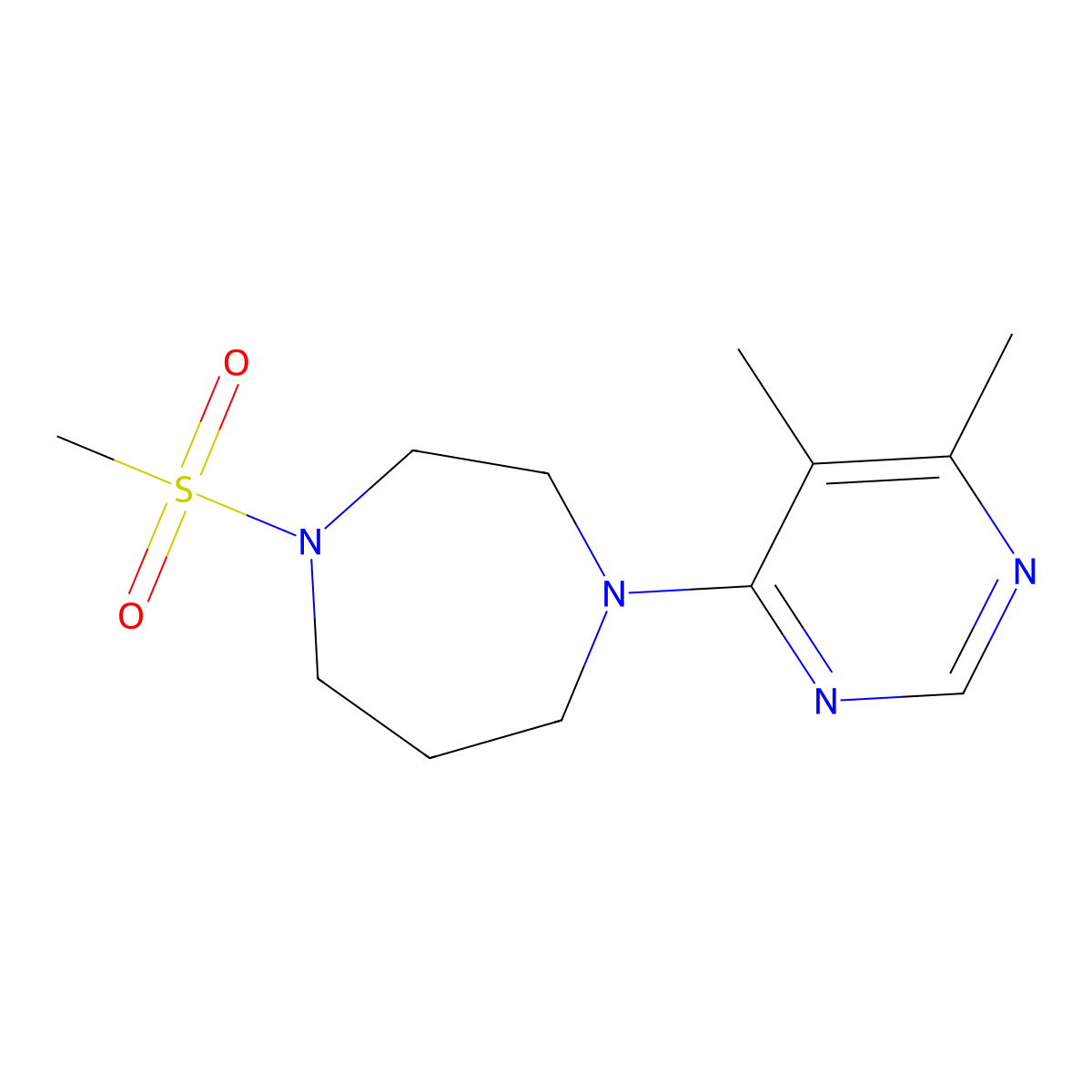 1-(5,6-Dimethylpyrimidin-4-yl)-4-methanesulfonyl-1,4-diazepane molecular structure, CAS 2877633-14-0