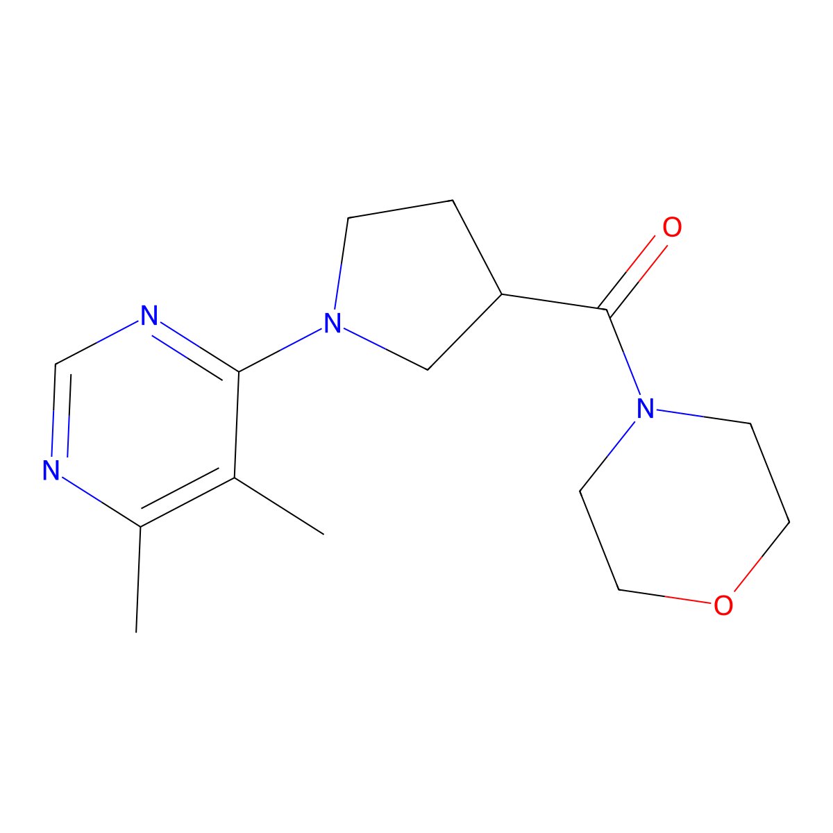 4-[1-(5,6-Dimethylpyrimidin-4-yl)pyrrolidine-3-carbonyl]morpholine molecular structure, CAS 2877633-16-2
