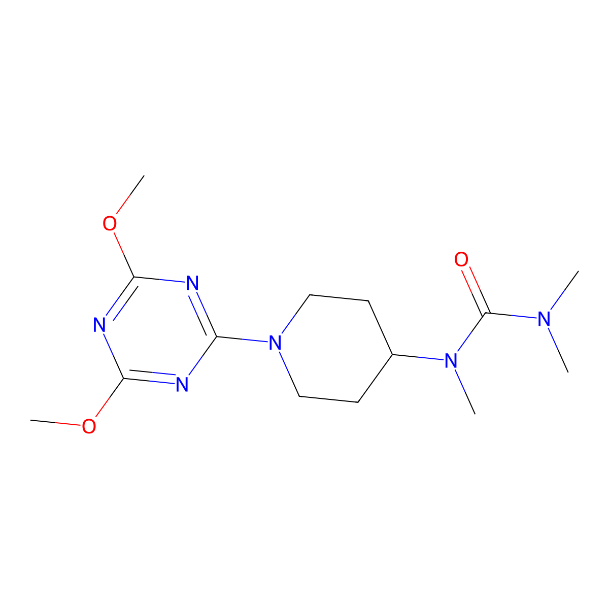 1-[1-(4,6-Dimethoxy-1,3,5-triazin-2-yl)piperidin-4-yl]-1,3,3-trimethylurea molecular structure, CAS 2877633-18-4