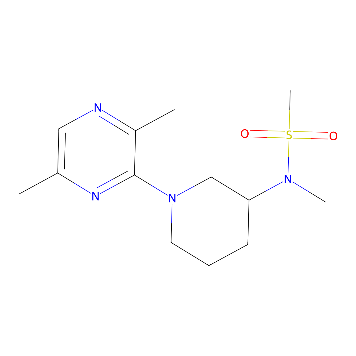 N-[1-(3,6-dimethylpyrazin-2-yl)piperidin-3-yl]-N-methylmethanesulfonamide molecular structure, CAS 2877633-20-8