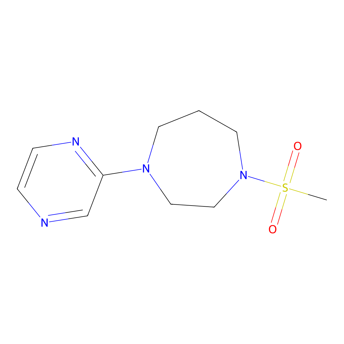 1-Methanesulfonyl-4-(pyrazin-2-yl)-1,4-diazepane molecular structure, CAS 2877633-24-2