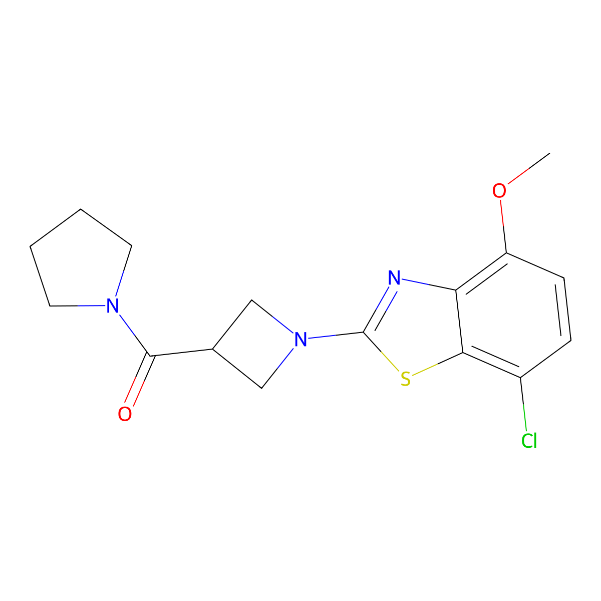 7-Chloro-4-methoxy-2-[3-(pyrrolidine-1-carbonyl)azetidin-1-yl]-1,3-benzothiazole molecular structure, CAS 2877633-25-3