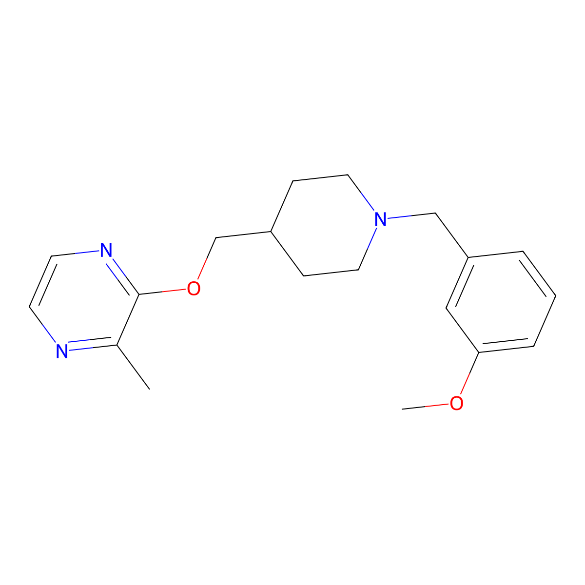 2-({1-[(3-Methoxyphenyl)methyl]piperidin-4-yl}methoxy)-3-methylpyrazine molecular structure, CAS 2877633-32-2