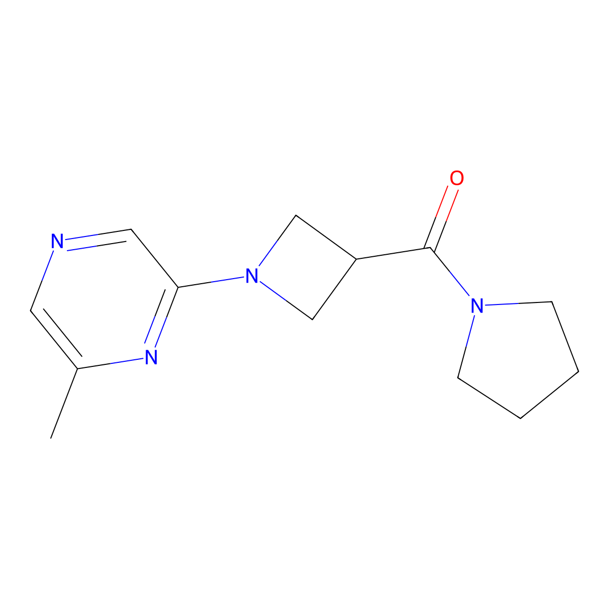 2-Methyl-6-[3-(pyrrolidine-1-carbonyl)azetidin-1-yl]pyrazine molecular structure, CAS 2877633-33-3