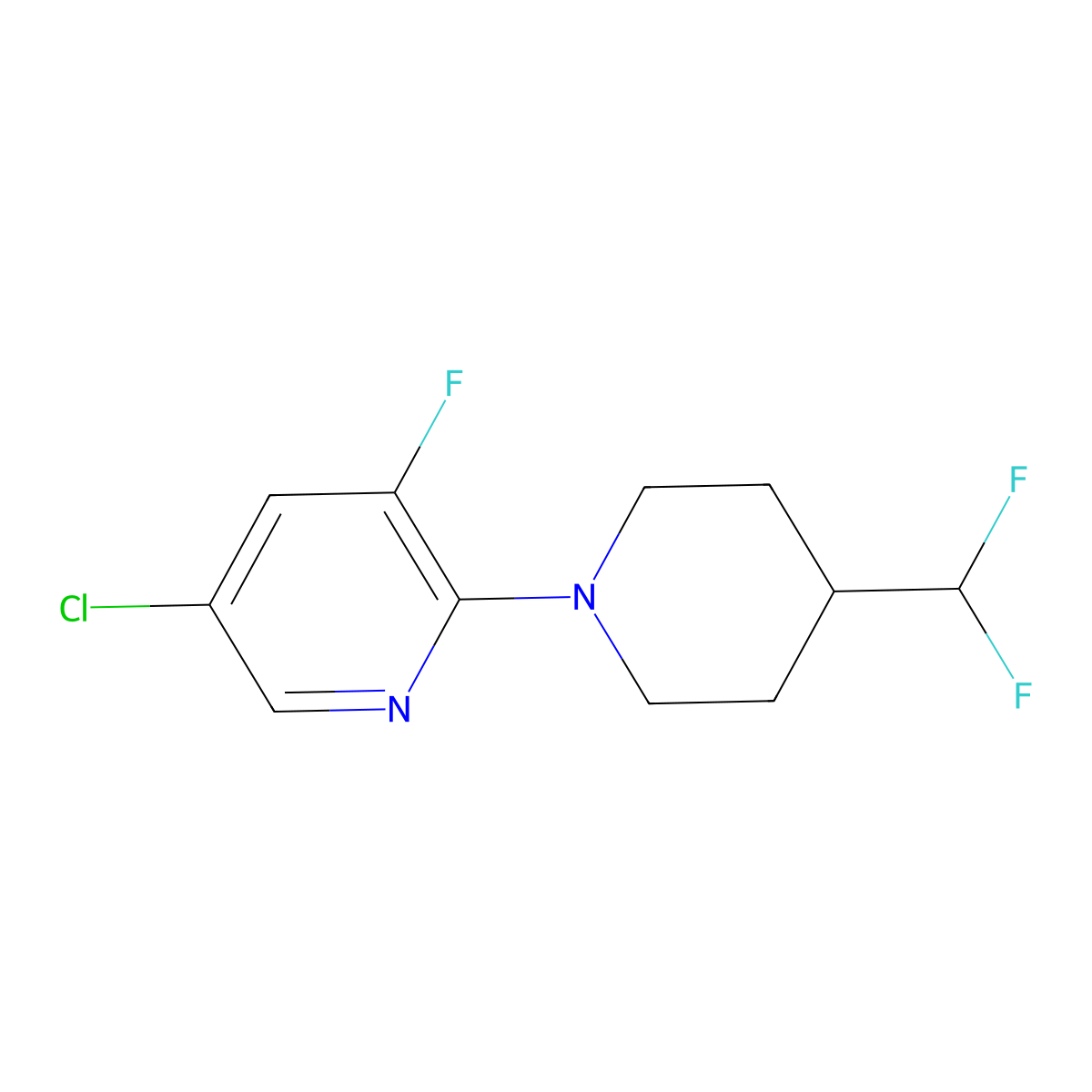 5-Chloro-2-[4-(difluoromethyl)piperidin-1-yl]-3-fluoropyridine molecular structure, CAS 2877633-34-4