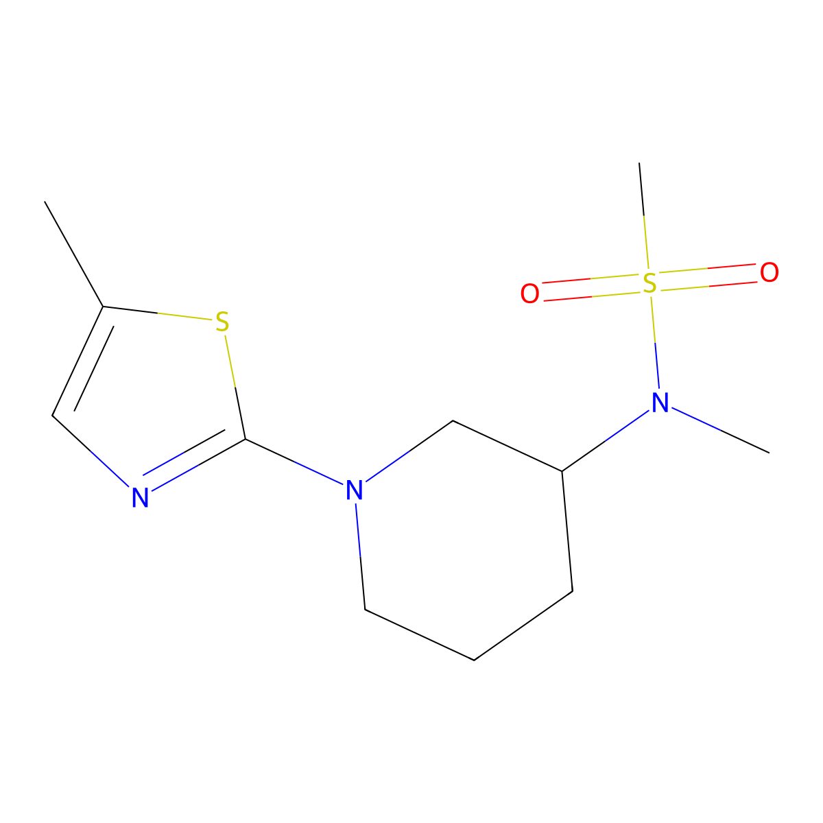 N-methyl-N-[1-(5-methyl-1,3-thiazol-2-yl)piperidin-3-yl]methanesulfonamide molecular structure, CAS 2877633-37-7