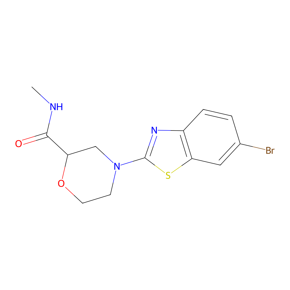 4-(6-bromo-1,3-benzothiazol-2-yl)-N-methylmorpholine-2-carboxamide molecular structure, CAS 2877633-50-4