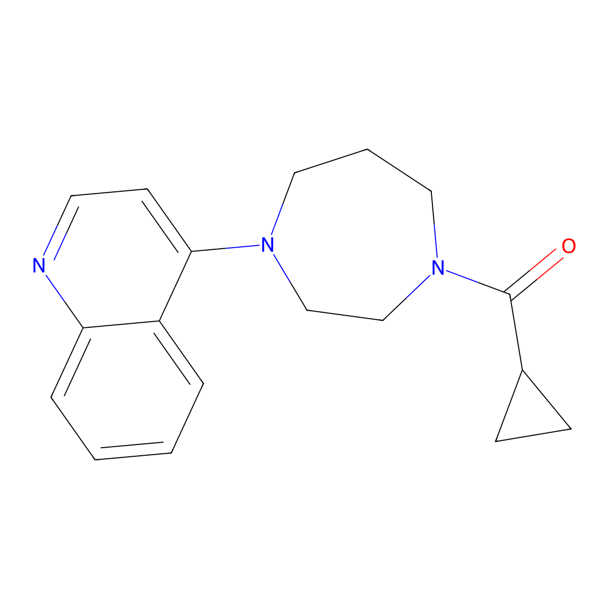 4-(4-Cyclopropanecarbonyl-1,4-diazepan-1-yl)quinoline molecular structure, CAS 2877633-53-7