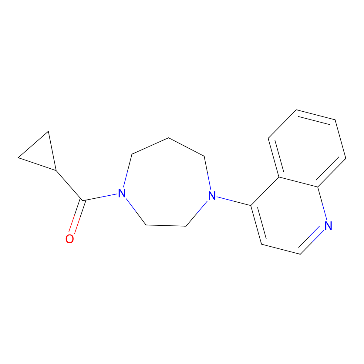 4-(4-Cyclopropanecarbonyl-1,4-diazepan-1-yl)quinoline molecular structure, CAS 2877633-53-7