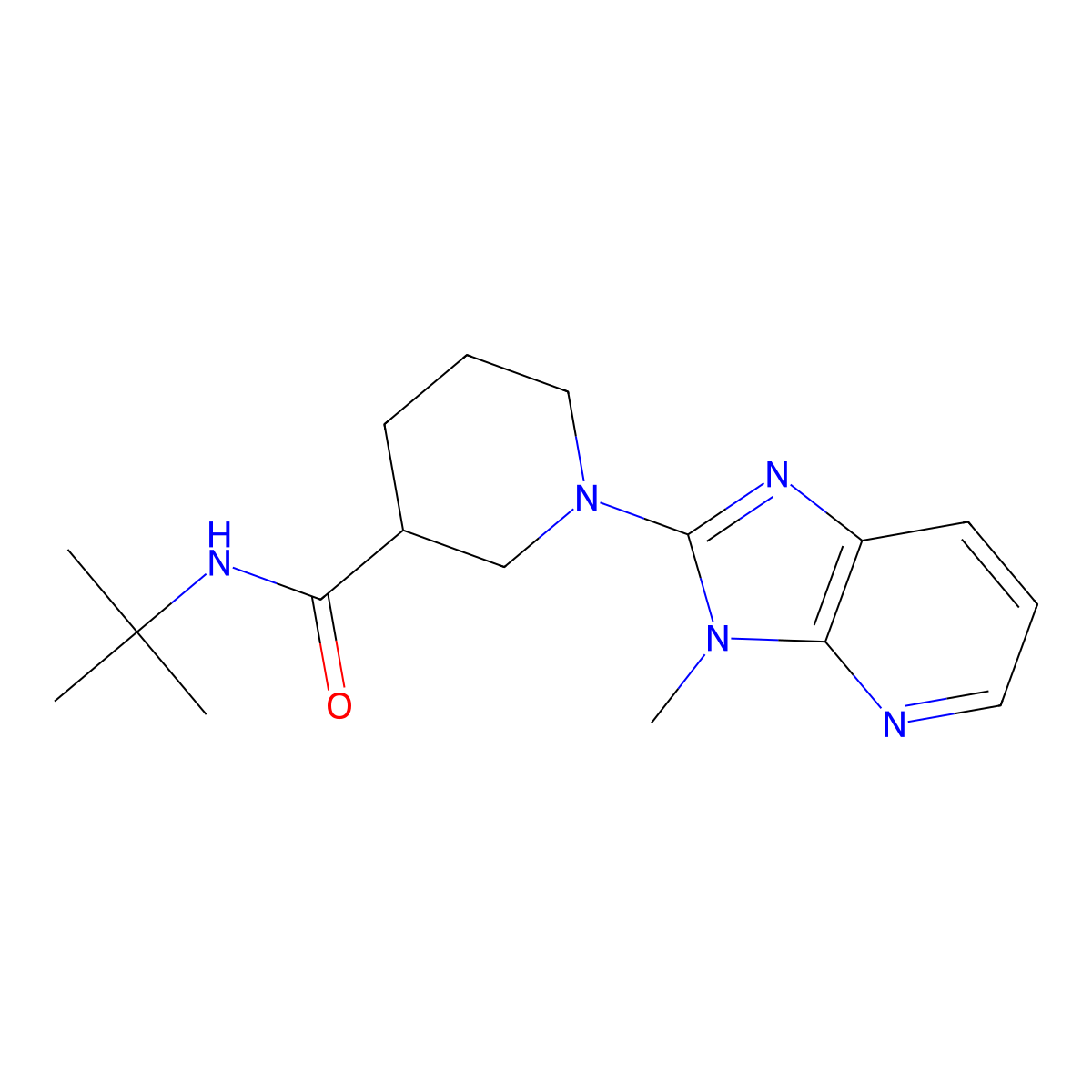 N-tert-butyl-1-{3-methyl-3H-imidazo[4,5-b]pyridin-2-yl}piperidine-3-carboxamide molecular structure, CAS 2877633-56-0