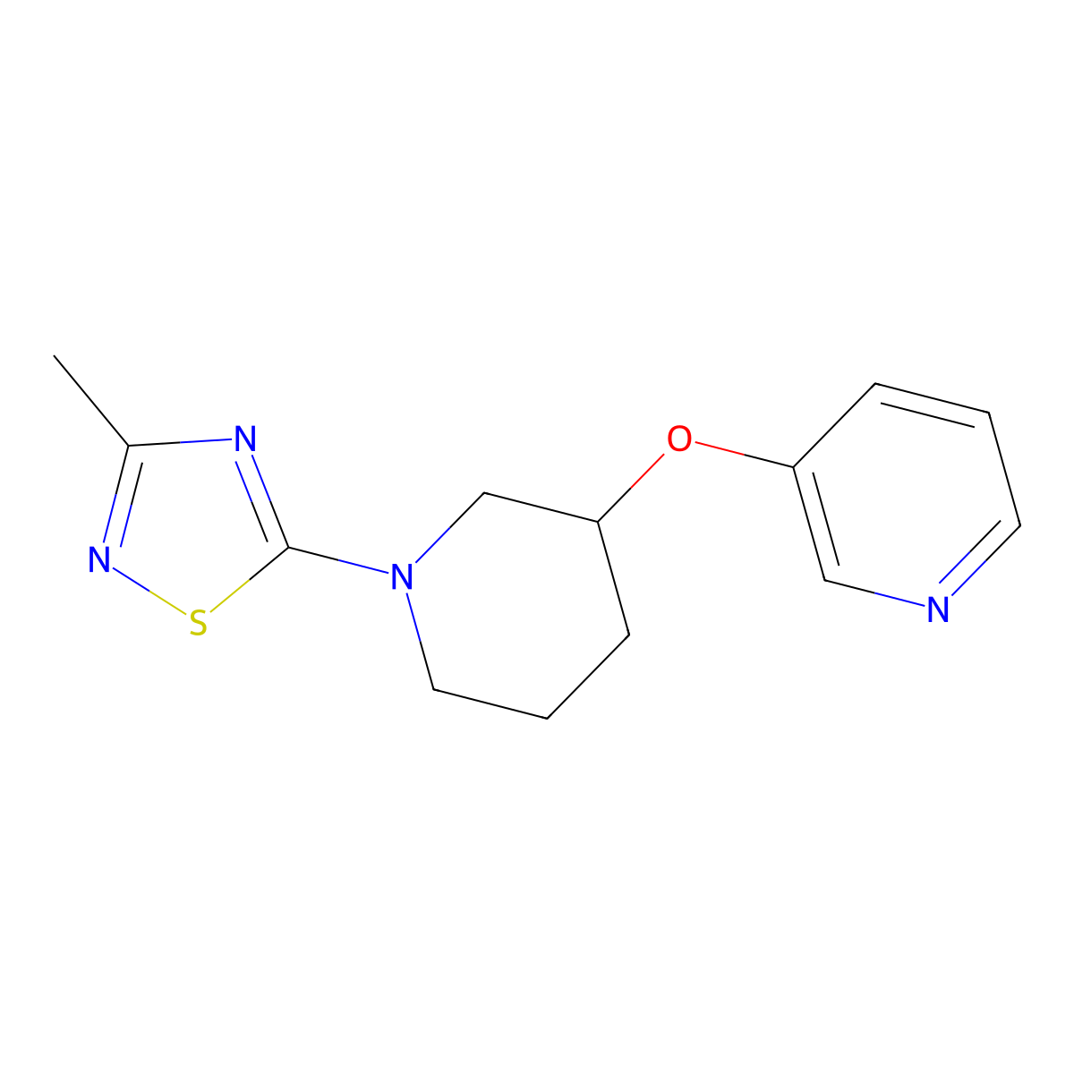 3-{[1-(3-Methyl-1,2,4-thiadiazol-5-yl)piperidin-3-yl]oxy}pyridine molecular structure, CAS 2877633-74-2