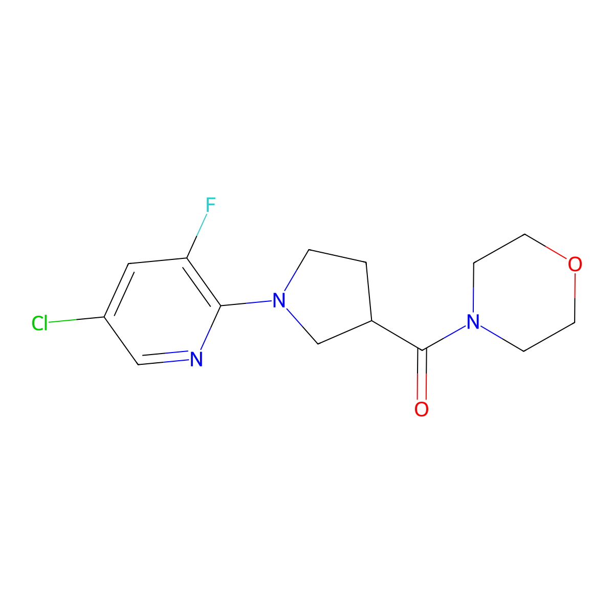 4-[1-(5-Chloro-3-fluoropyridin-2-yl)pyrrolidine-3-carbonyl]morpholine molecular structure, CAS 2877633-75-3
