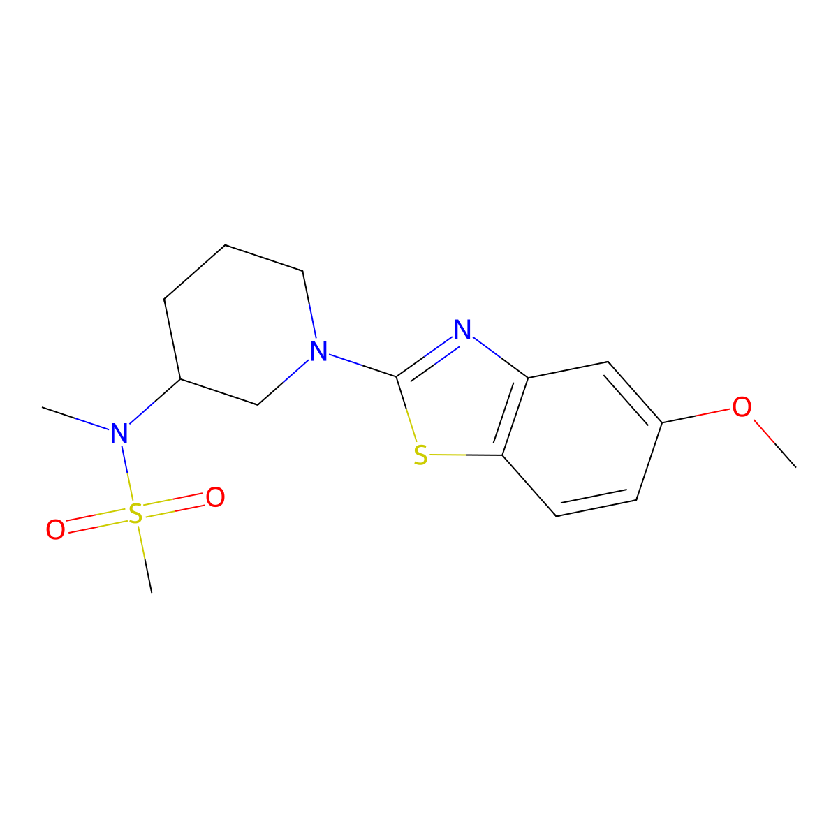 N-[1-(5-methoxy-1,3-benzothiazol-2-yl)piperidin-3-yl]-N-methylmethanesulfonamide molecular structure, CAS 2877633-78-6