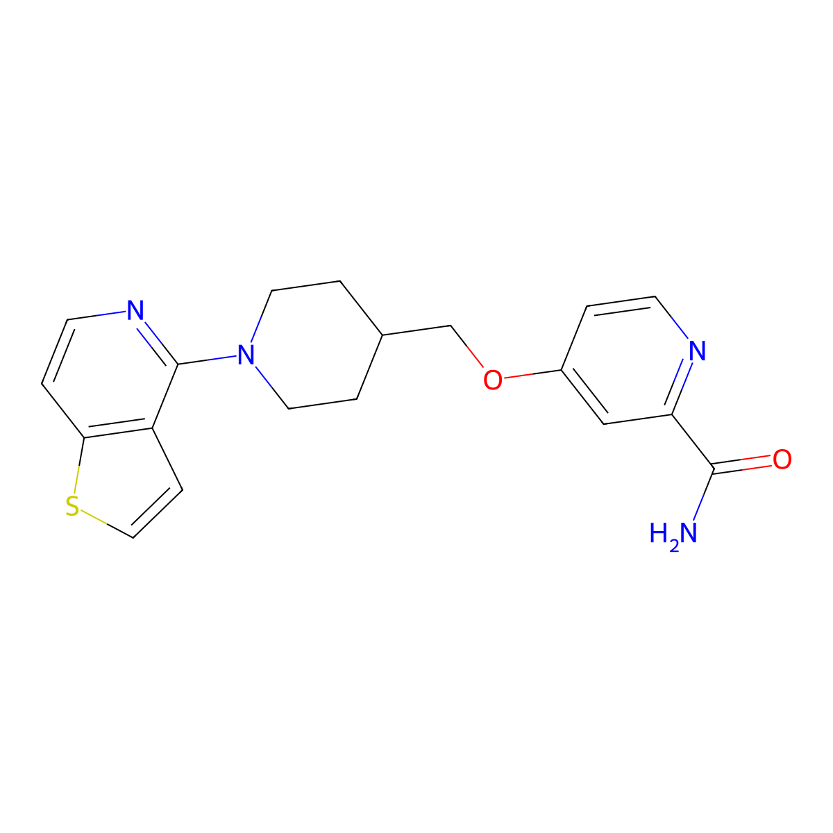 4-[(1-{Thieno[3,2-c]pyridin-4-yl}piperidin-4-yl)methoxy]pyridine-2-carboxamide molecular structure, CAS 2877633-80-0