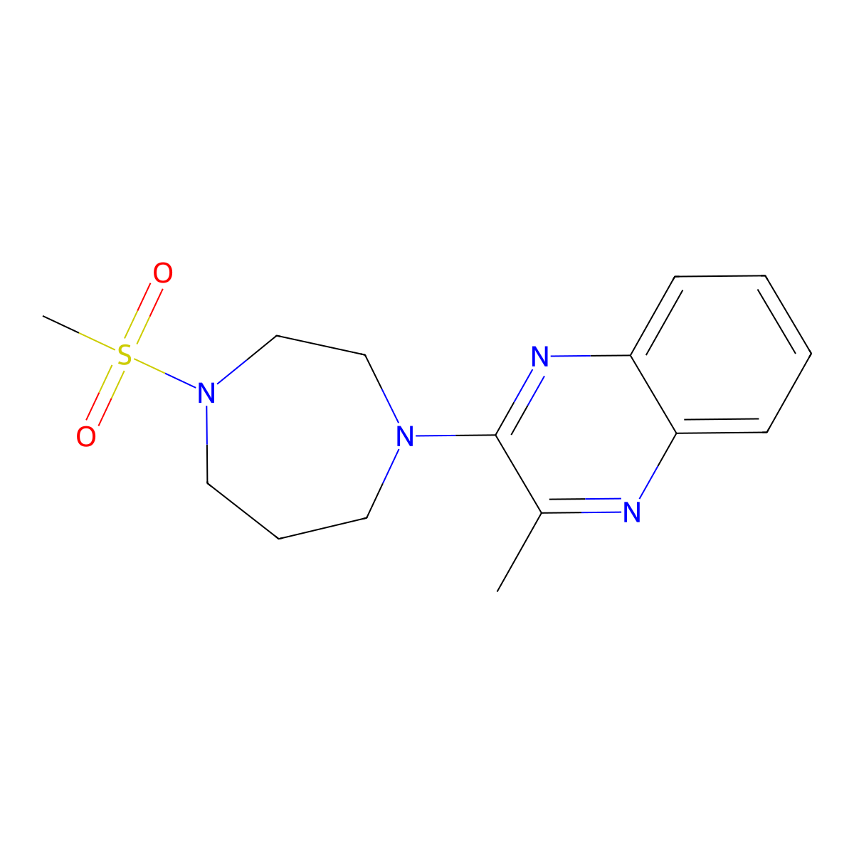 2-(4-Methanesulfonyl-1,4-diazepan-1-yl)-3-methylquinoxaline molecular structure, CAS 2877633-81-1