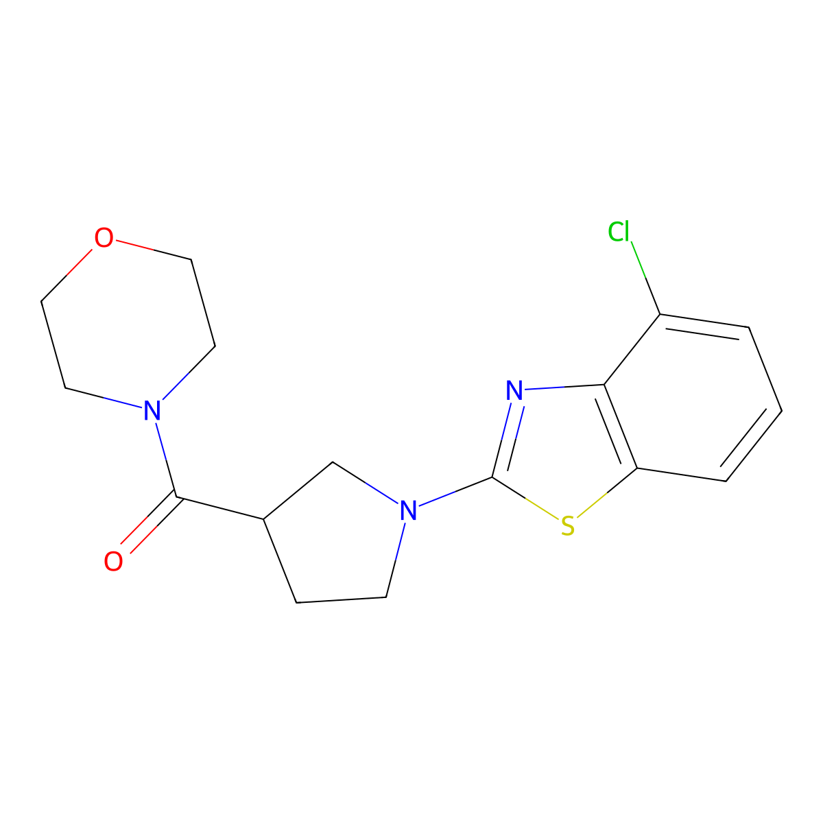 4-Chloro-2-[3-(morpholine-4-carbonyl)pyrrolidin-1-yl]-1,3-benzothiazole molecular structure, CAS 2877633-86-6
