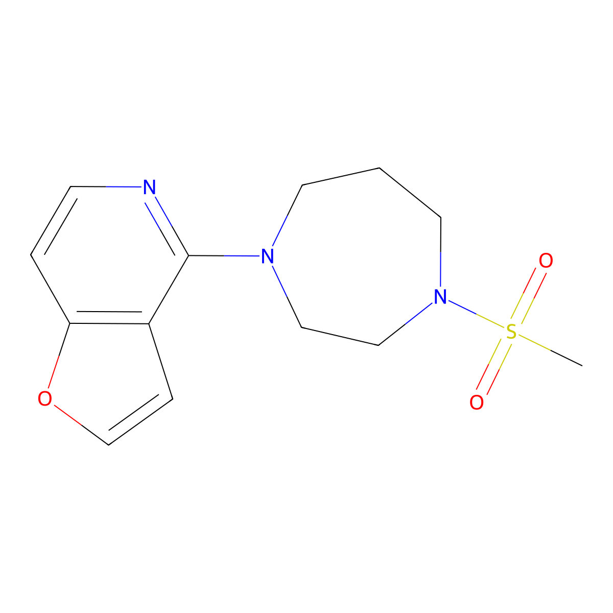1-{Furo[3,2-c]pyridin-4-yl}-4-methanesulfonyl-1,4-diazepane molecular structure, CAS 2877633-91-3