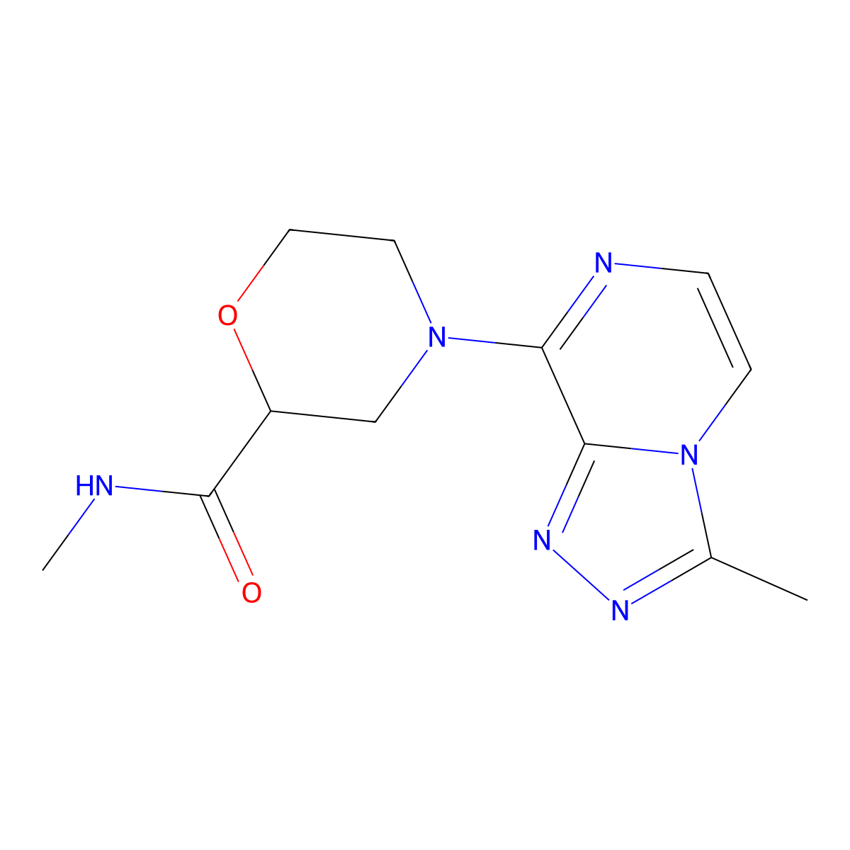 N-methyl-4-{3-methyl-[1,2,4]triazolo[4,3-a]pyrazin-8-yl}morpholine-2-carboxamide molecular structure, CAS 2877633-92-4