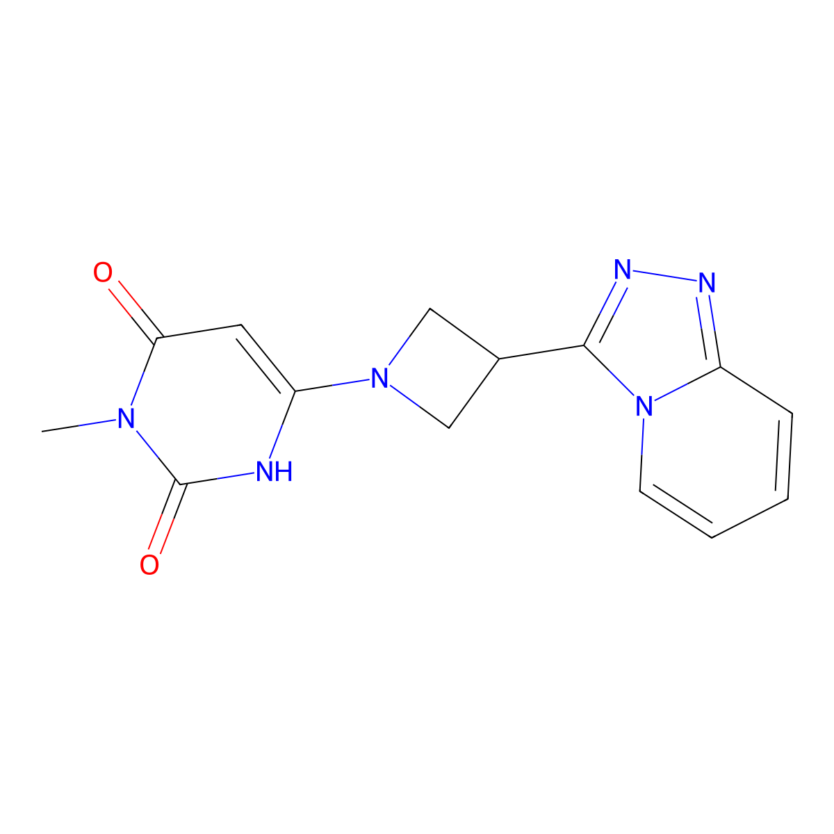 3-Methyl-6-(3-{[1,2,4]triazolo[4,3-a]pyridin-3-yl}azetidin-1-yl)-1,2,3,4-tetrahydropyrimidine-2,4-dione molecular structure, CAS 2877633-94-6