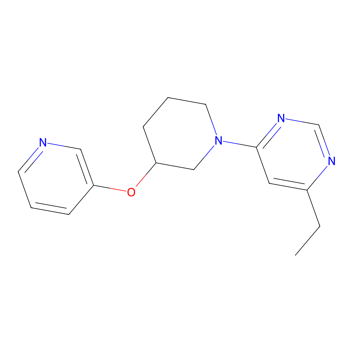 4-Ethyl-6-[3-(pyridin-3-yloxy)piperidin-1-yl]pyrimidine molecular structure, CAS 2877633-96-8