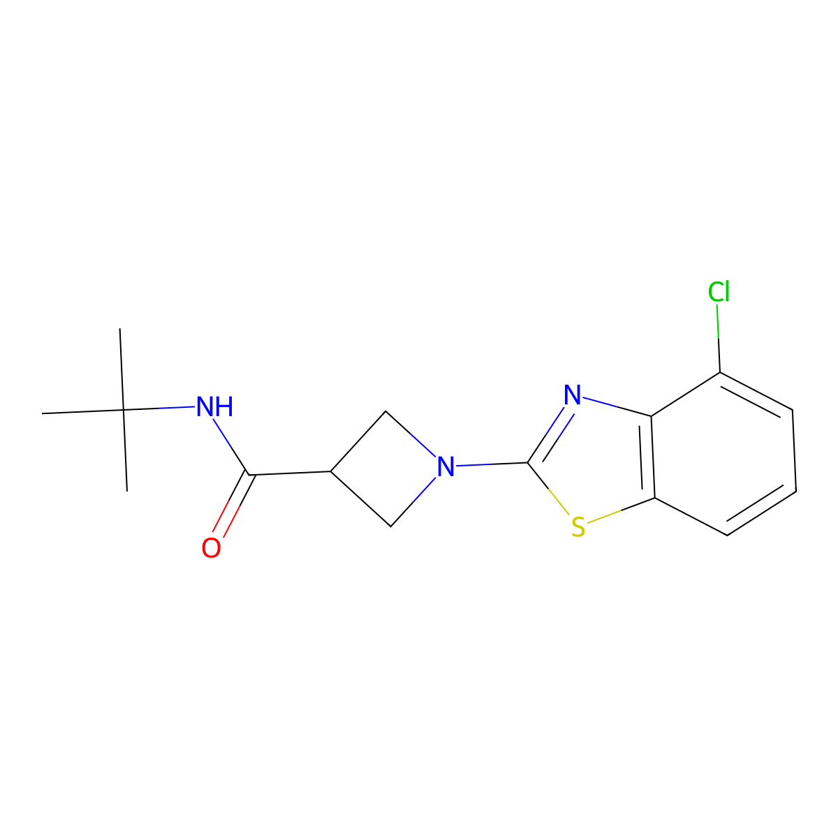 N-tert-butyl-1-(4-chloro-1,3-benzothiazol-2-yl)azetidine-3-carboxamide molecular structure, CAS 2877634-01-8