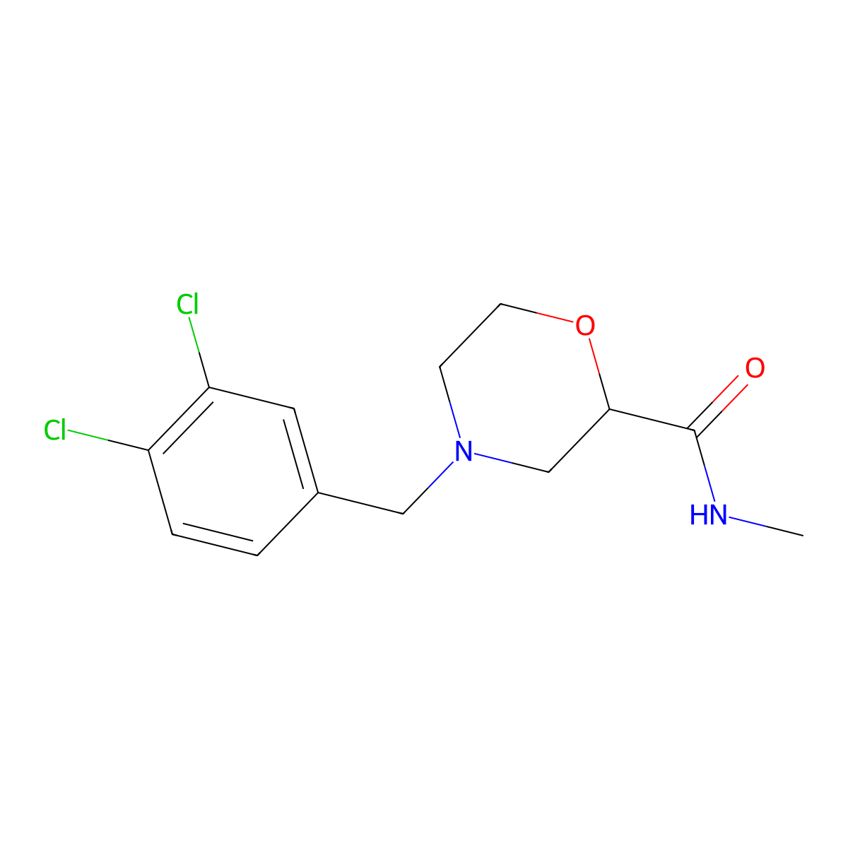 4-[(3,4-dichlorophenyl)methyl]-N-methylmorpholine-2-carboxamide molecular structure, CAS 2877634-02-9