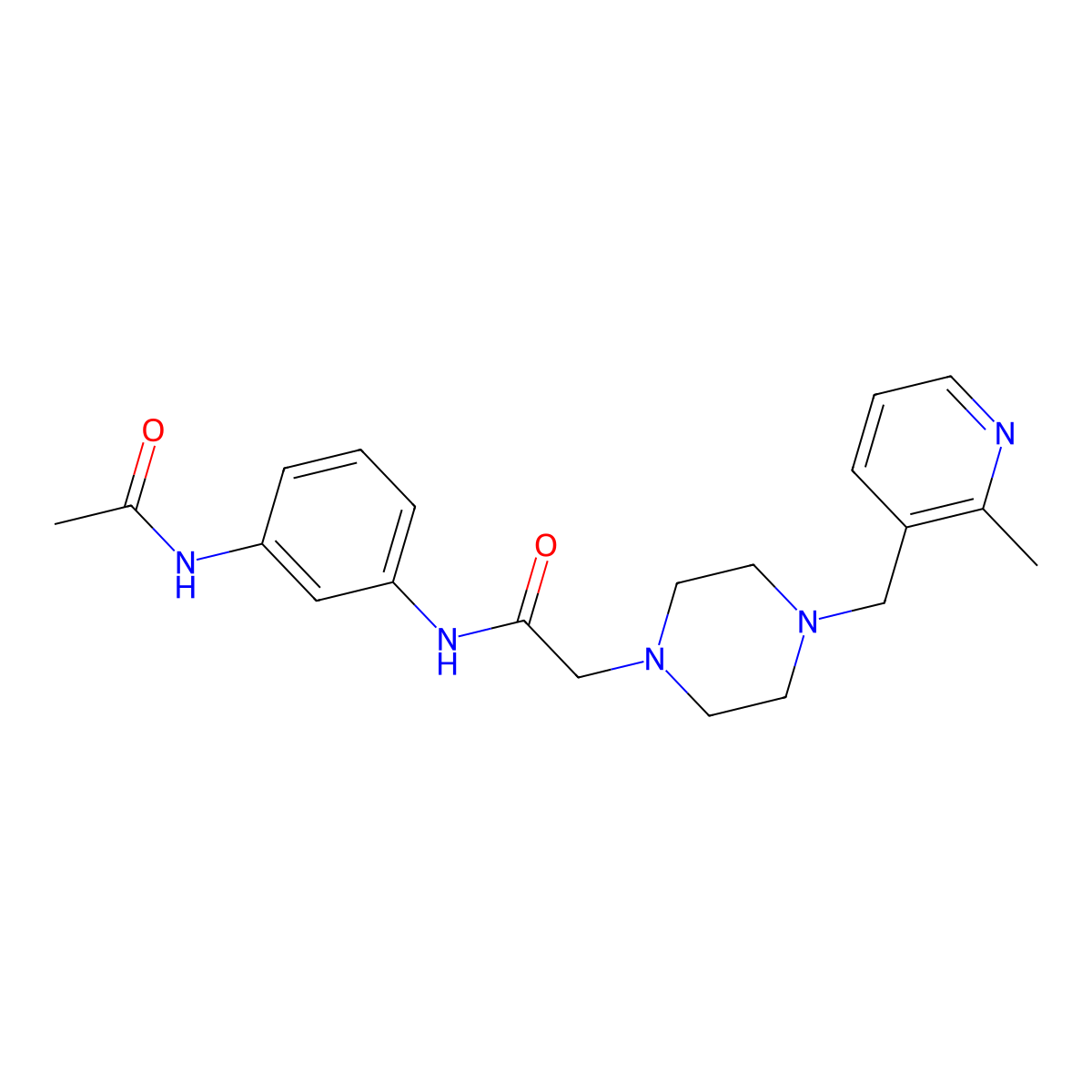 N-(3-acetamidophenyl)-2-{4-[(2-methylpyridin-3-yl)methyl]piperazin-1-yl}acetamide molecular structure, CAS 2877634-08-5