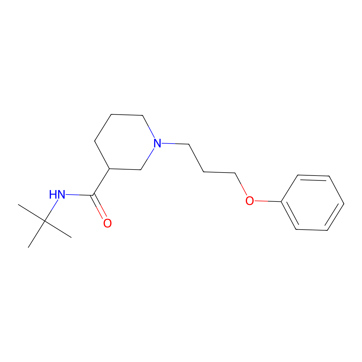 N-tert-butyl-1-(3-phenoxypropyl)piperidine-3-carboxamide molecular structure, CAS 2877634-11-0