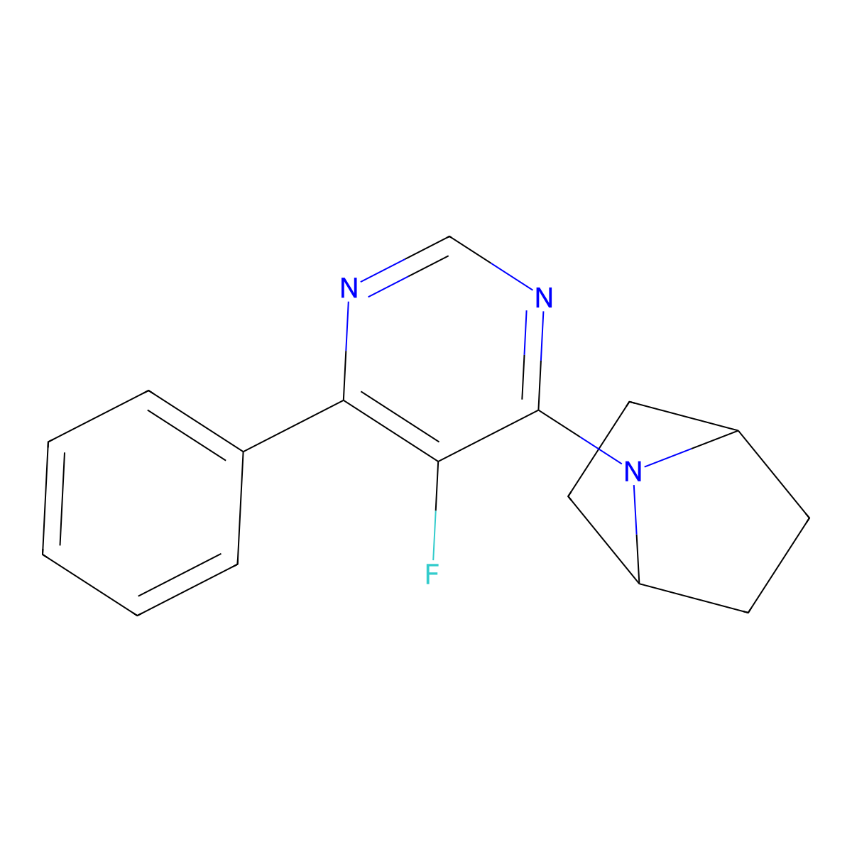 7-(5-Fluoro-6-phenylpyrimidin-4-yl)-7-azabicyclo[2.2.1]heptane molecular structure, CAS 2877634-12-1