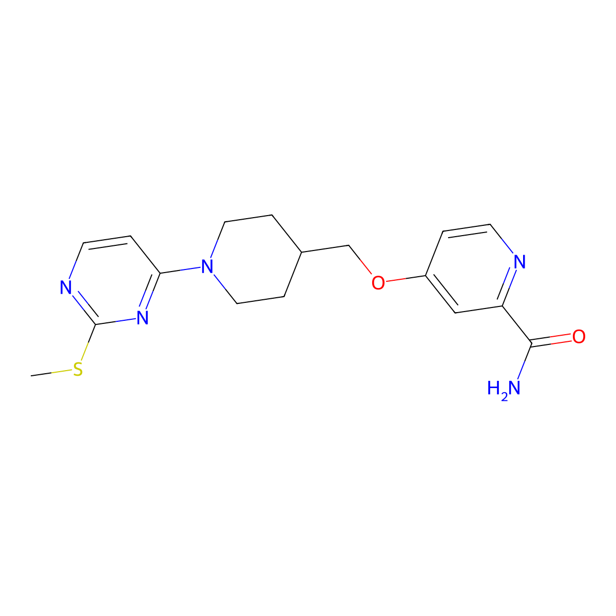 4-({1-[2-(Methylsulfanyl)pyrimidin-4-yl]piperidin-4-yl}methoxy)pyridine-2-carboxamide molecular structure, CAS 2877634-13-2