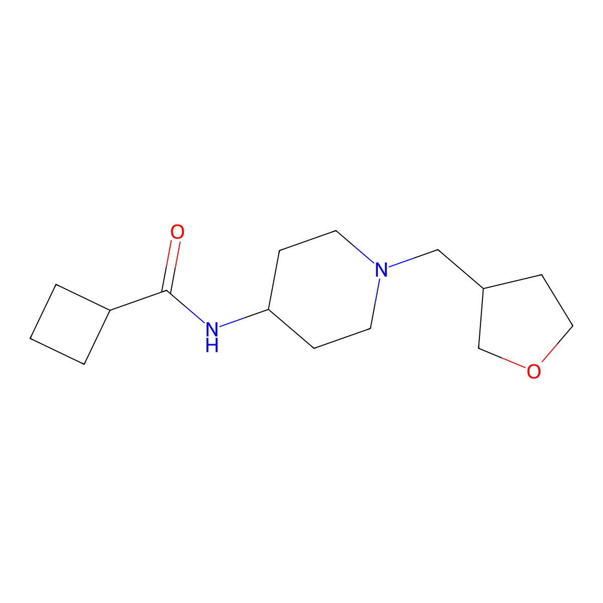 N-{1-[(oxolan-3-yl)methyl]piperidin-4-yl}cyclobutanecarboxamide molecular structure, CAS 2877634-19-8