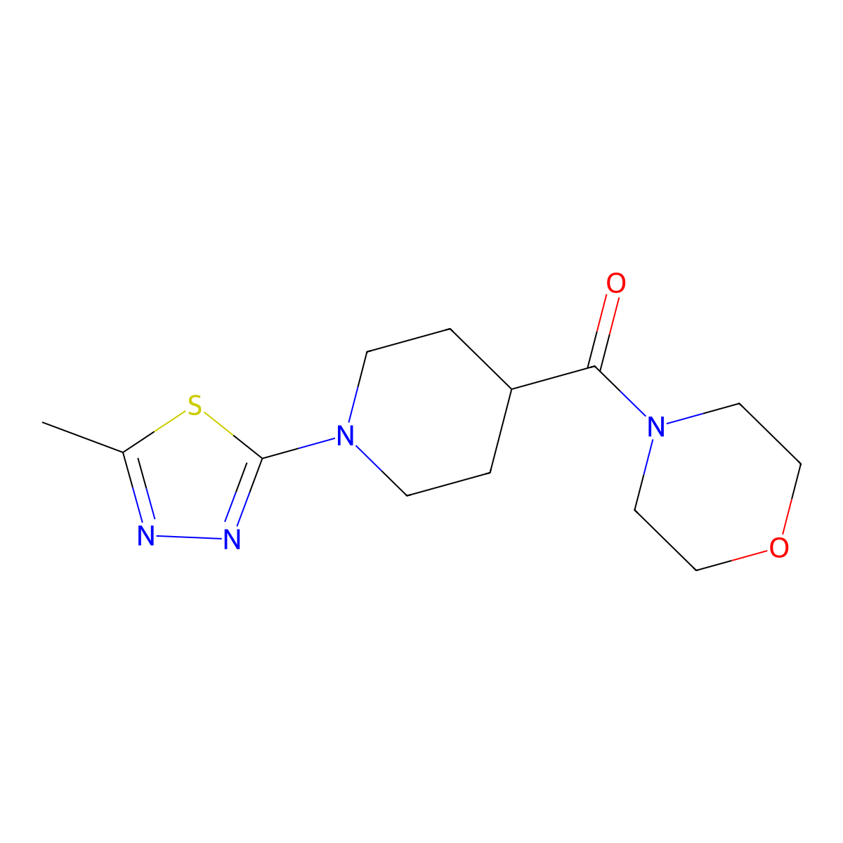 4-[1-(5-Methyl-1,3,4-thiadiazol-2-yl)piperidine-4-carbonyl]morpholine molecular structure, CAS 2877634-22-3