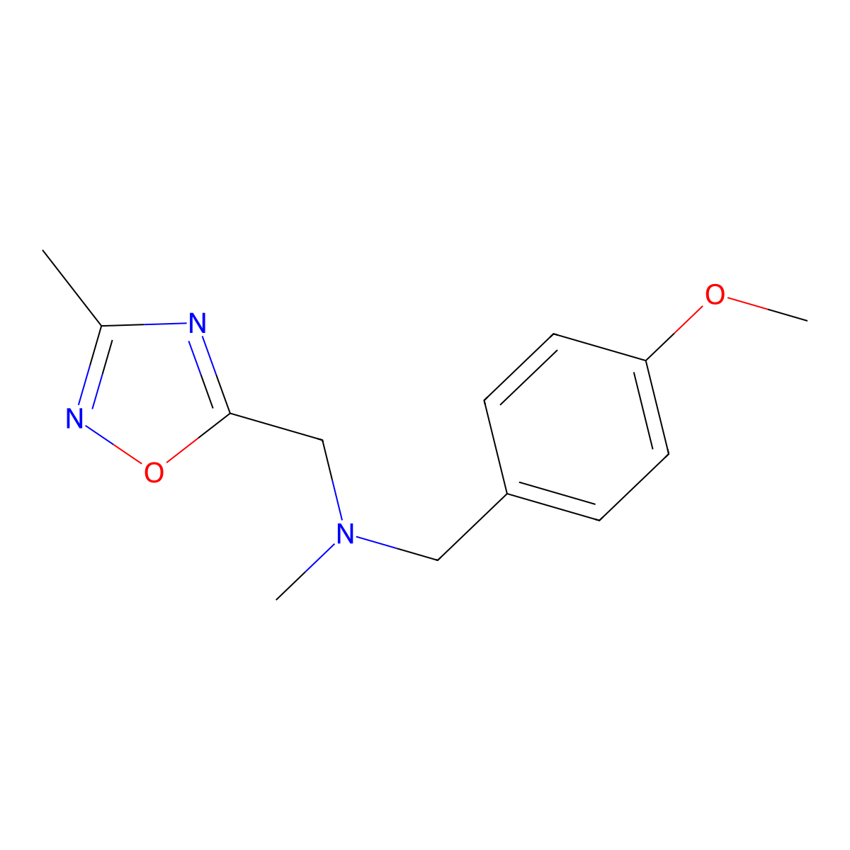 [(4-Methoxyphenyl)methyl](methyl)[(3-methyl-1,2,4-oxadiazol-5-yl)methyl]amine molecular structure, CAS 2877634-23-4