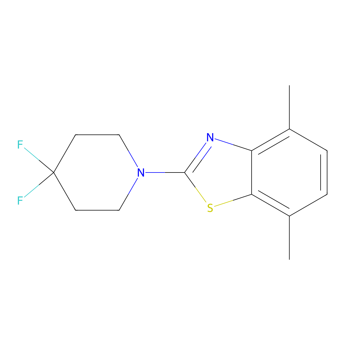 2-(4,4-Difluoropiperidin-1-yl)-4,7-dimethyl-1,3-benzothiazole molecular structure, CAS 2877634-24-5