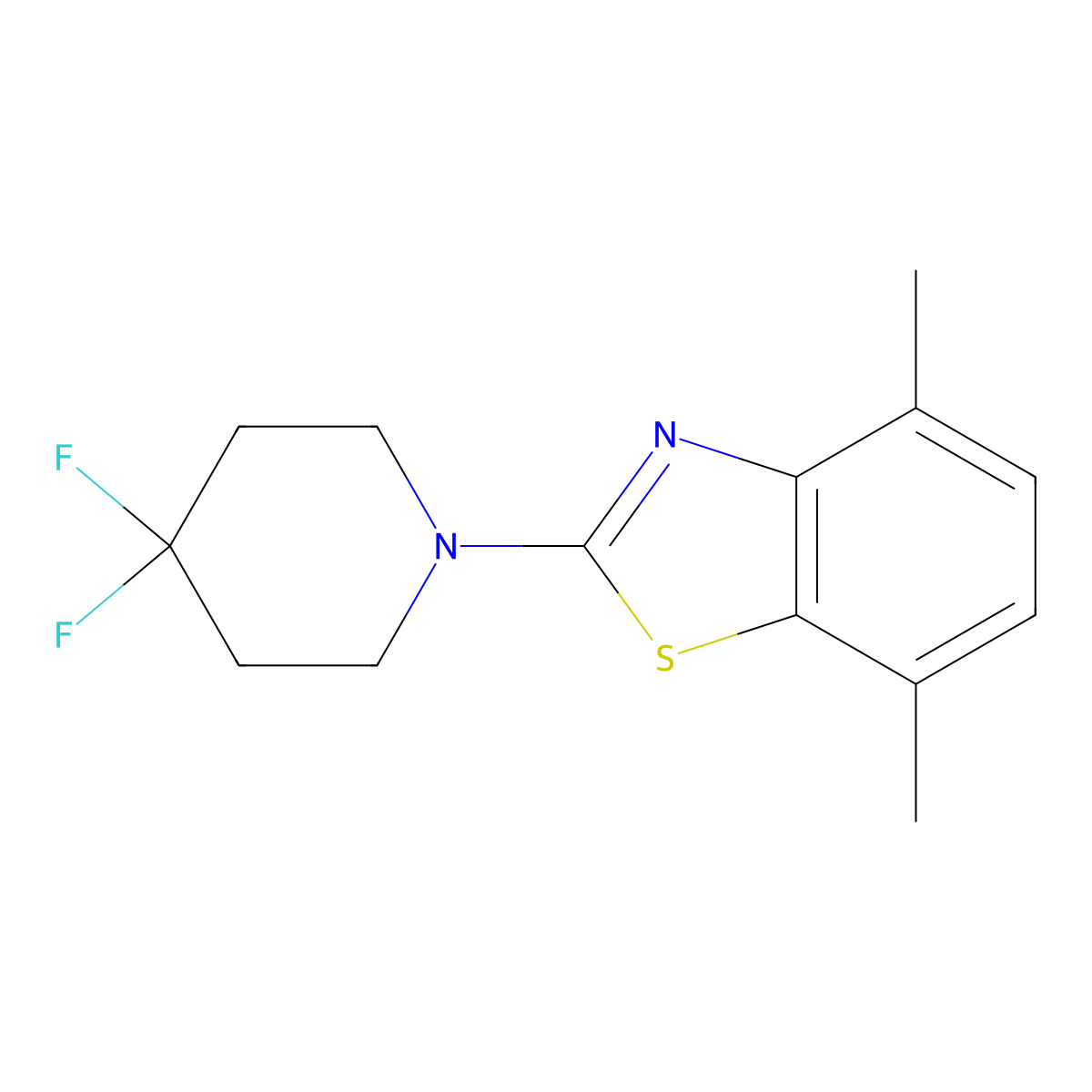 2-(4,4-Difluoropiperidin-1-yl)-4,7-dimethyl-1,3-benzothiazole molecular structure, CAS 2877634-24-5