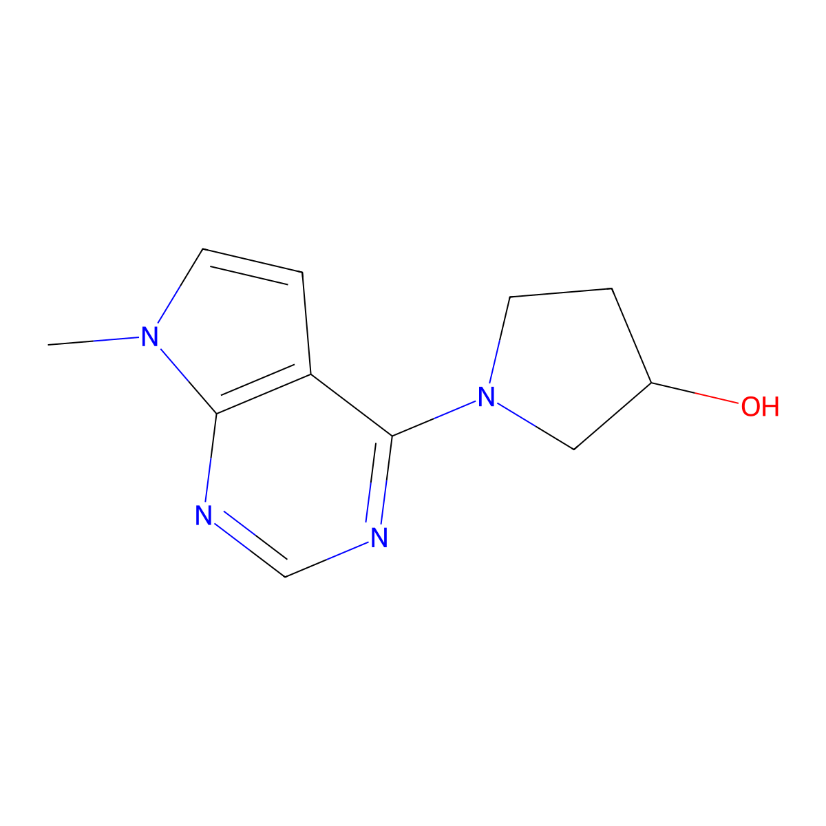 1-{7-methyl-7H-pyrrolo[2,3-d]pyrimidin-4-yl}pyrrolidin-3-ol molecular structure, CAS 2877634-25-6