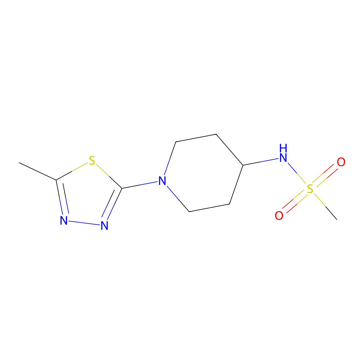 N-[1-(5-methyl-1,3,4-thiadiazol-2-yl)piperidin-4-yl]methanesulfonamide molecular structure, CAS 2877634-32-5