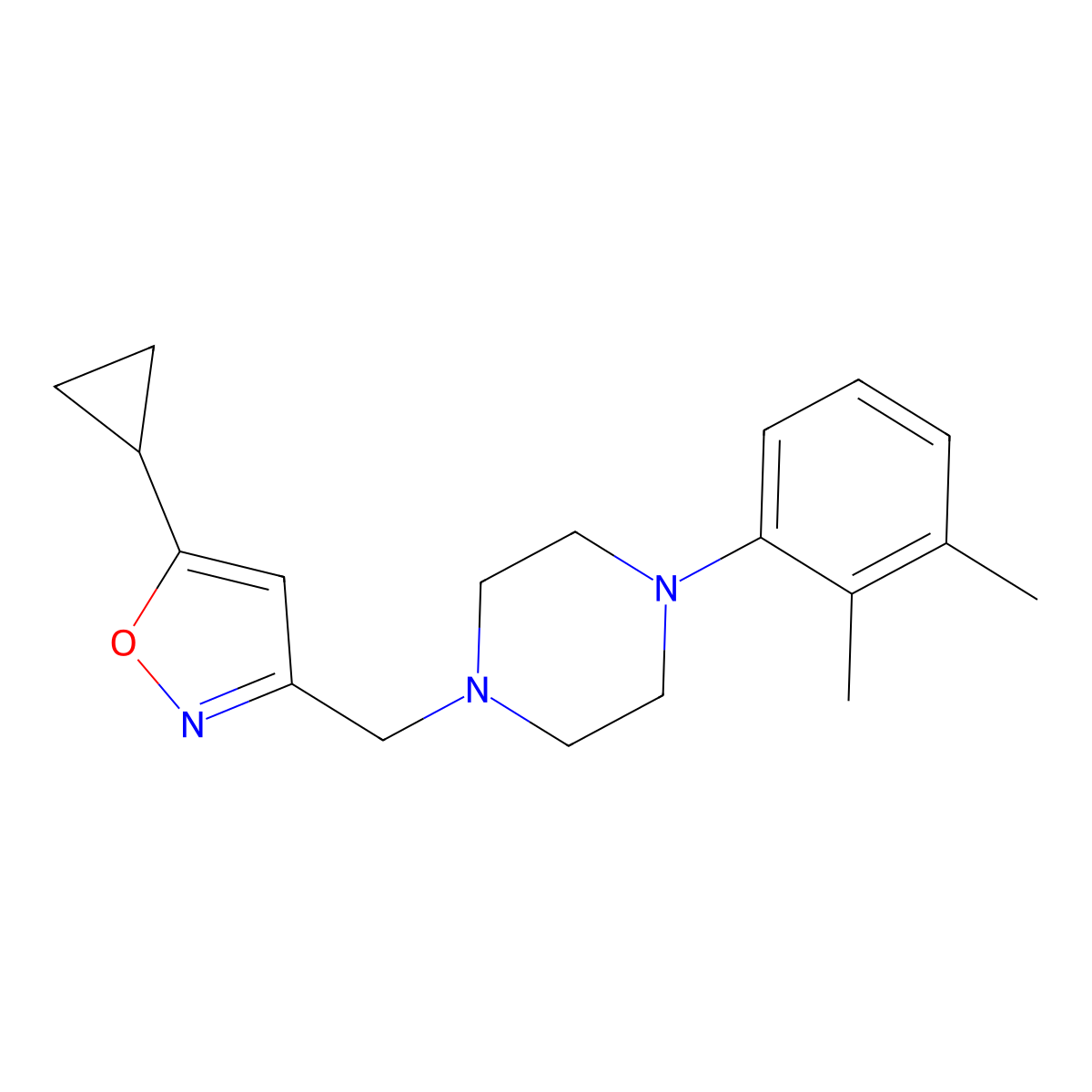 1-[(5-Cyclopropyl-1,2-oxazol-3-yl)methyl]-4-(2,3-dimethylphenyl)piperazine molecular structure, CAS 2877634-33-6