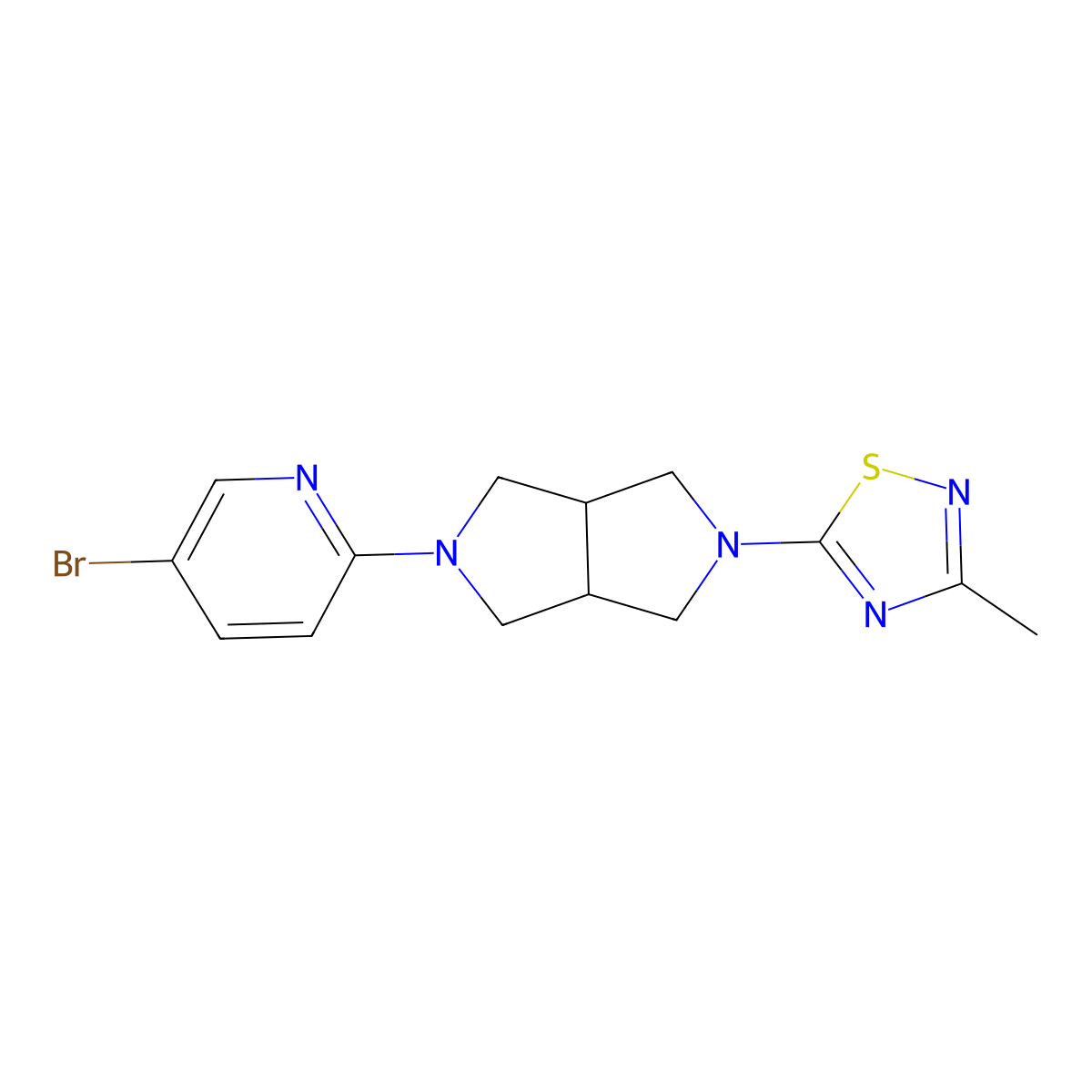5-Bromo-2-[5-(3-methyl-1,2,4-thiadiazol-5-yl)-octahydropyrrolo[3,4-c]pyrrol-2-yl]pyridine molecular structure, CAS 2877634-35-8