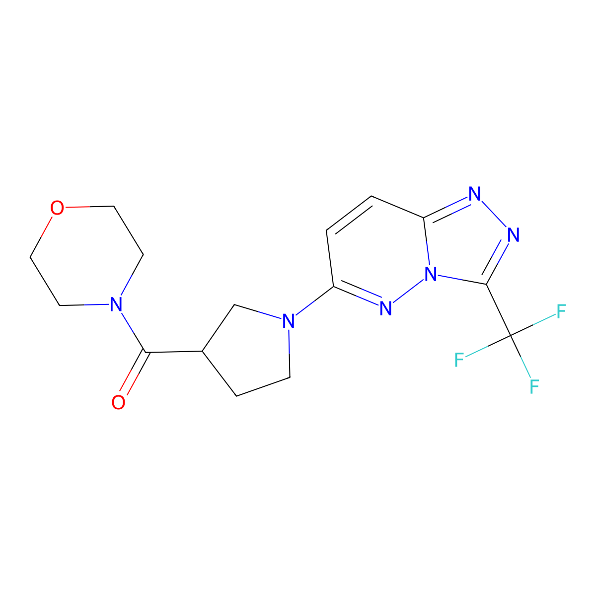 4-{1-[3-(Trifluoromethyl)-[1,2,4]triazolo[4,3-b]pyridazin-6-yl]pyrrolidine-3-carbonyl}morpholine molecular structure, CAS 2877634-36-9