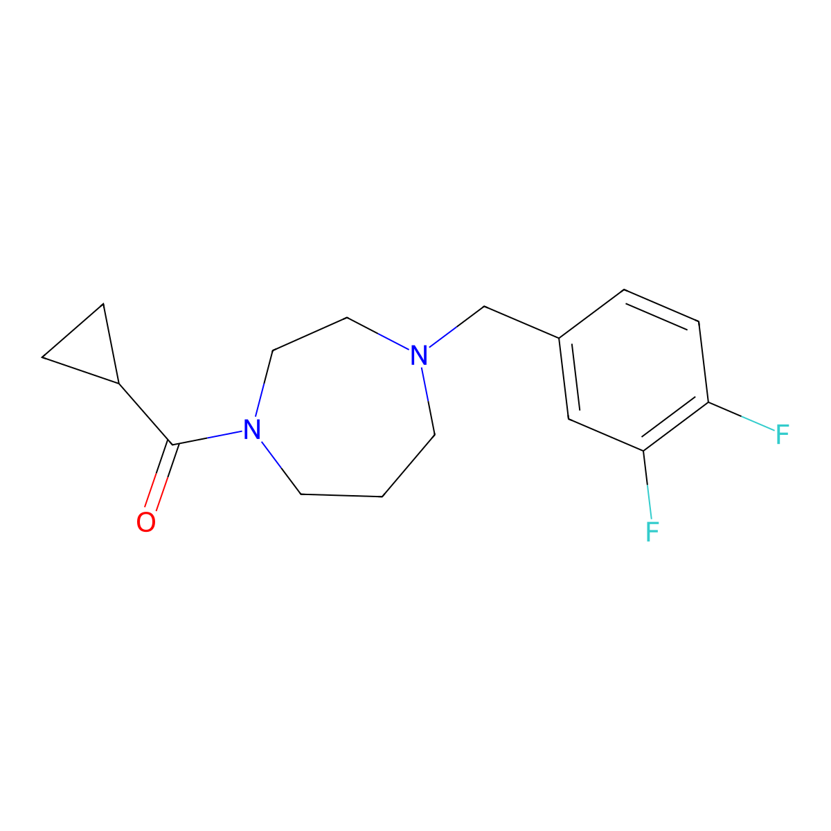 1-Cyclopropanecarbonyl-4-[(3,4-difluorophenyl)methyl]-1,4-diazepane molecular structure, CAS 2877634-44-9