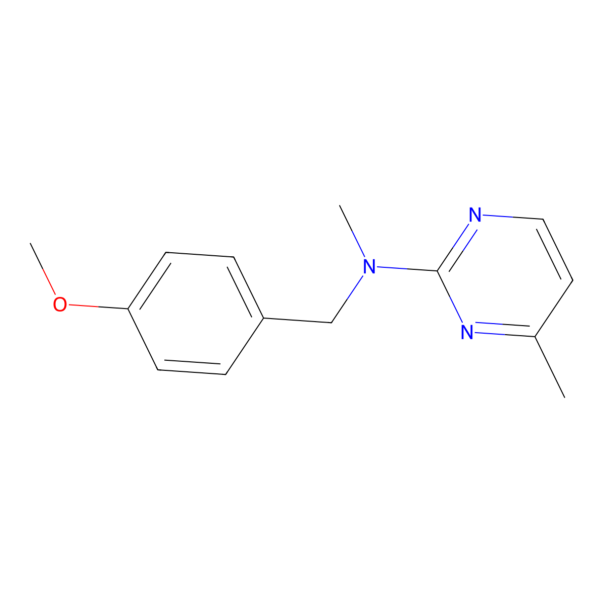 N-[(4-methoxyphenyl)methyl]-N,4-dimethylpyrimidin-2-amine molecular structure, CAS 2877634-54-1