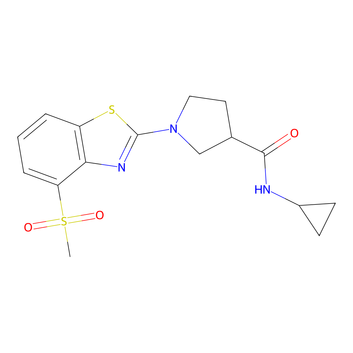 N-cyclopropyl-1-(4-methanesulfonyl-1,3-benzothiazol-2-yl)pyrrolidine-3-carboxamide molecular structure, CAS 2877634-56-3