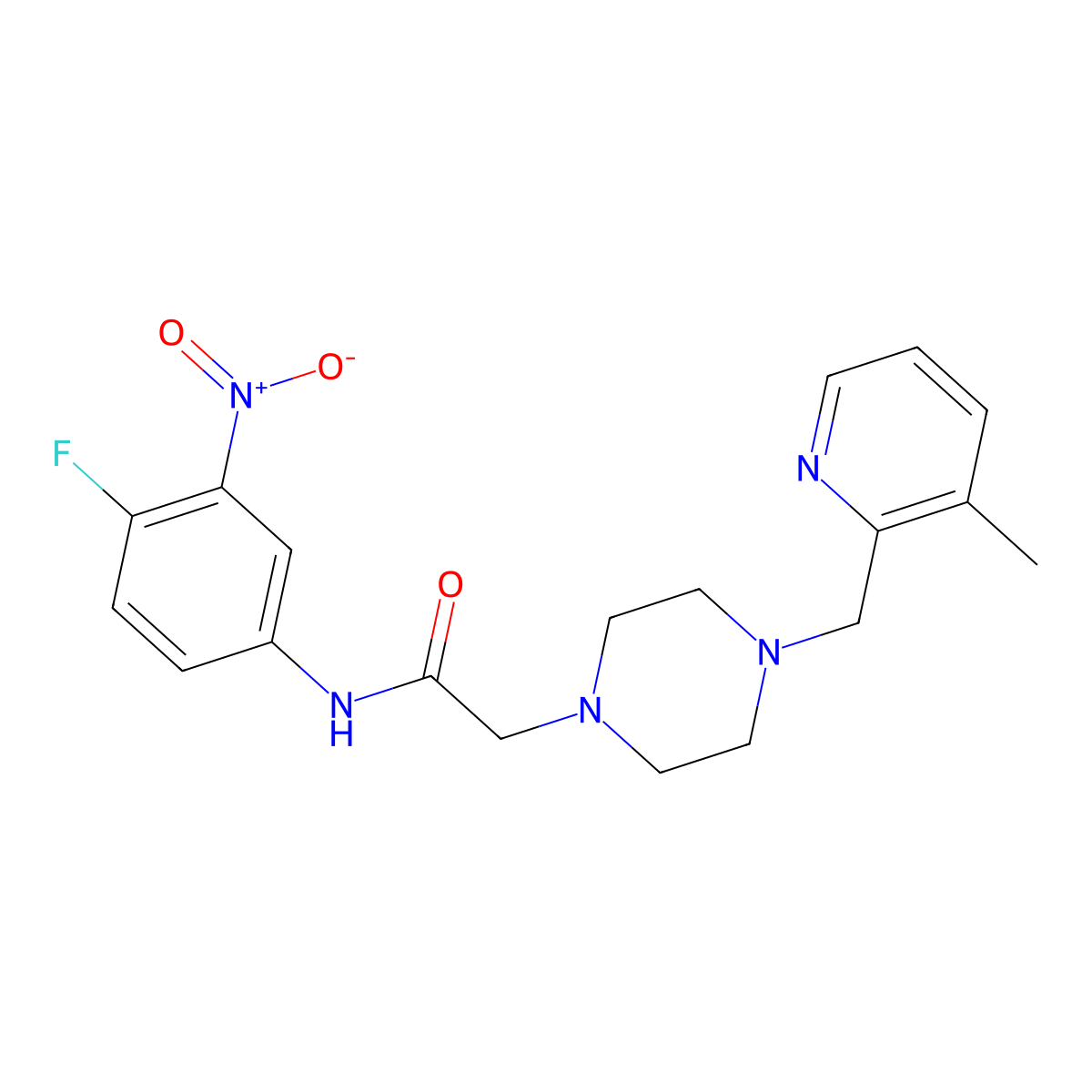 N-(4-fluoro-3-nitrophenyl)-2-{4-[(3-methylpyridin-2-yl)methyl]piperazin-1-yl}acetamide molecular structure, CAS 2877634-66-5