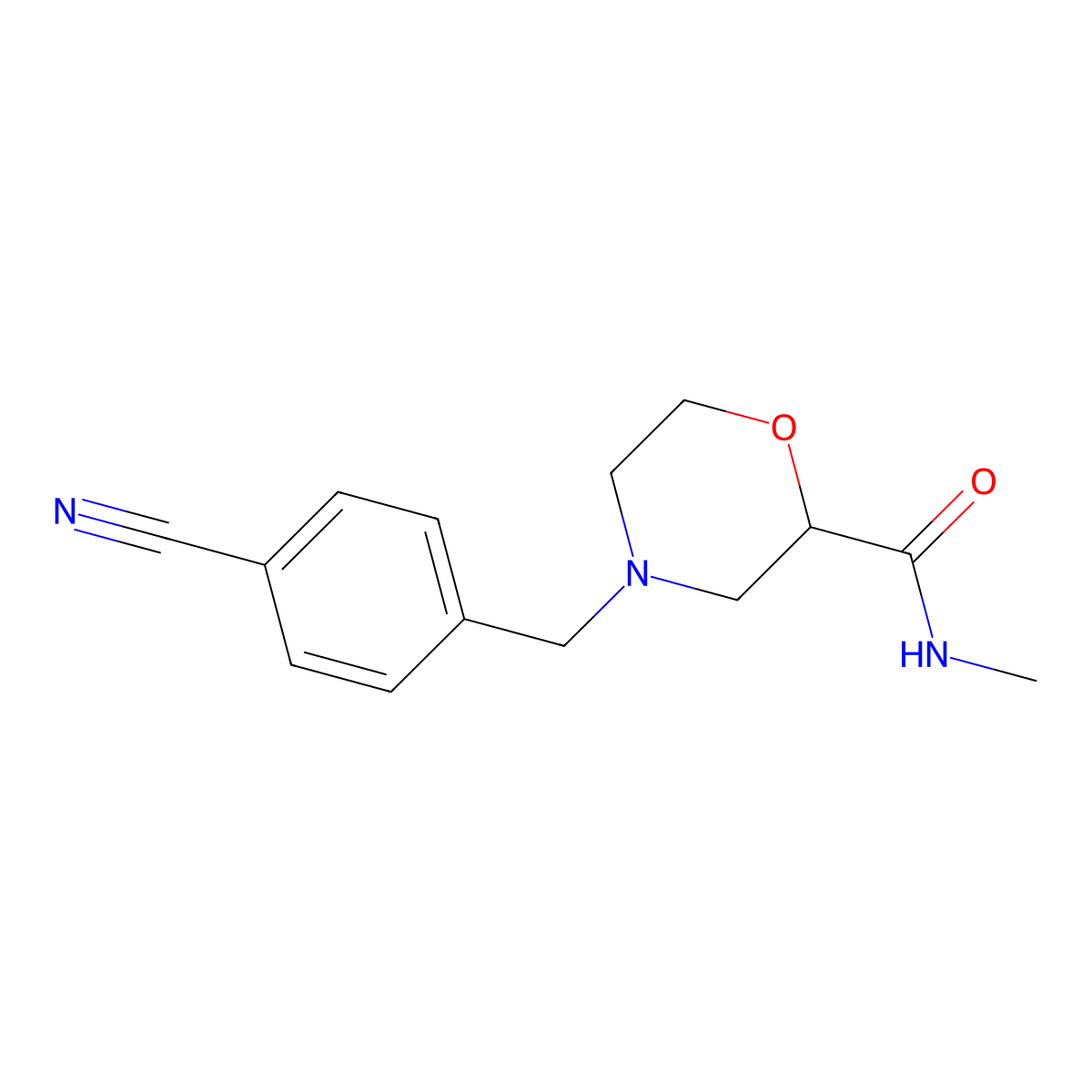 4-[(4-cyanophenyl)methyl]-N-methylmorpholine-2-carboxamide molecular structure, CAS 2877634-67-6